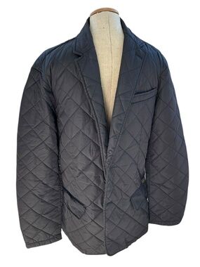 Polo Ralph Lauren black quilted leather elbow patches field blazer jacket XL